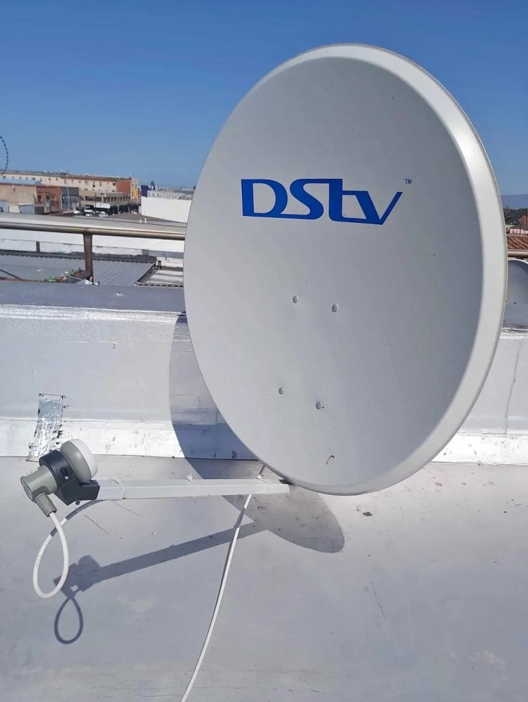 DStv satellite dish installed on a rooftop by Christo's Mobile DStv Installers